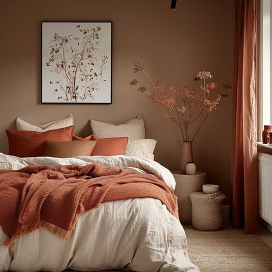 a brown bedroom