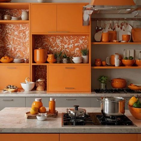 an orange kitchen