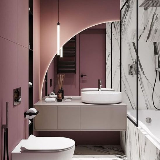 a pink bathroom
