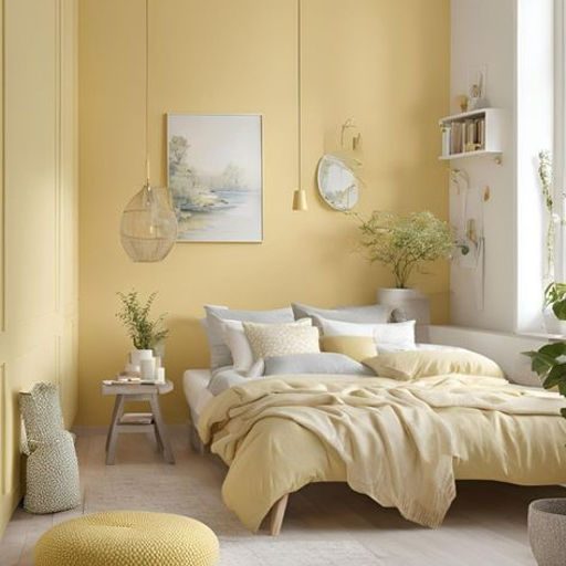 a yellow bedroom