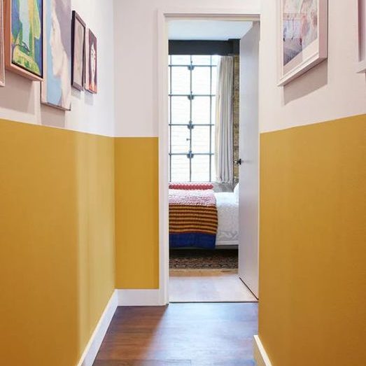 a yellow hall