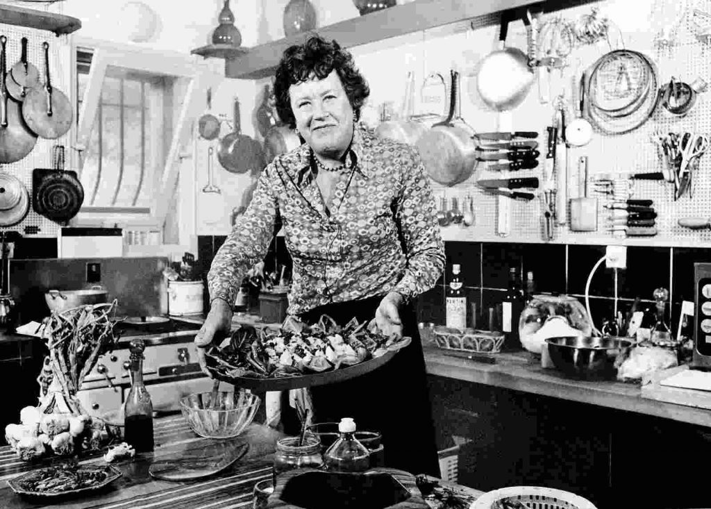 Imagine of famous cook Julia Child in her kitchen