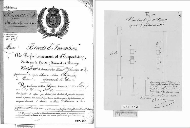 patent for the first fountain pen