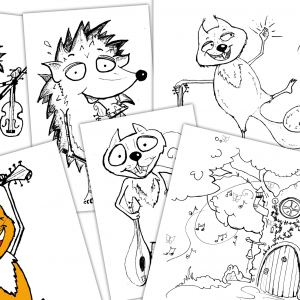 Free Download: Ausmalbilder zum Kinderbuch "Hurra, wir spielen ein Konzert" [Digital]