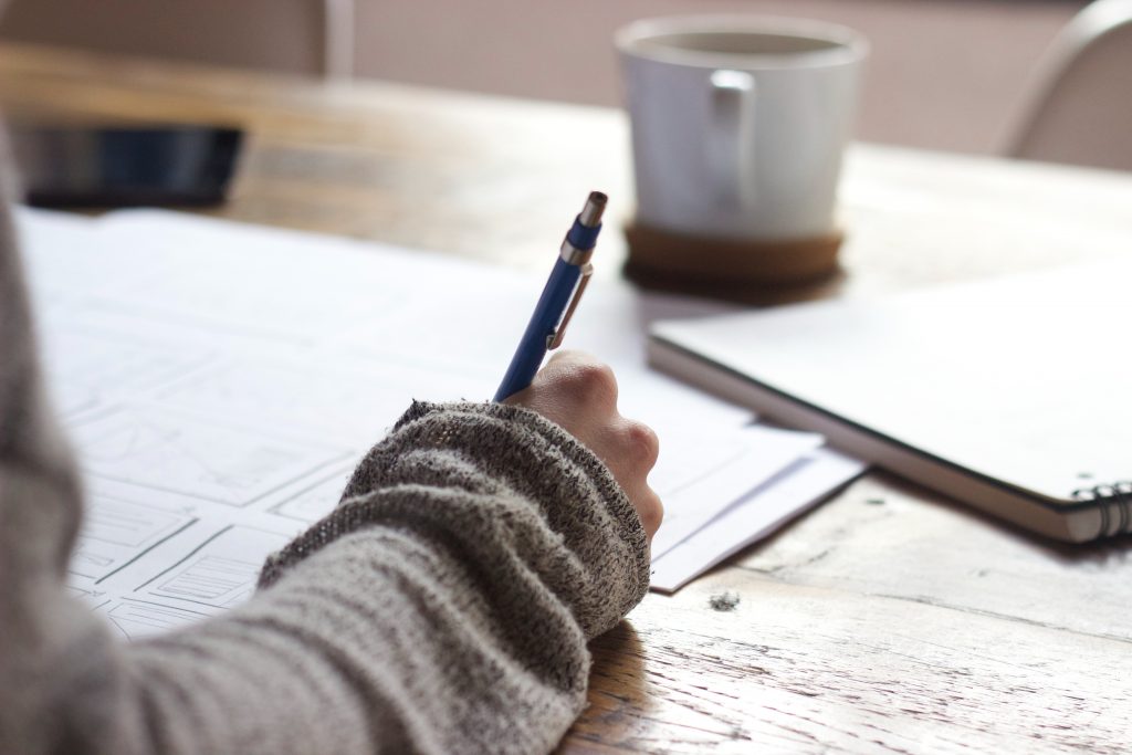 Woman writing birth plan