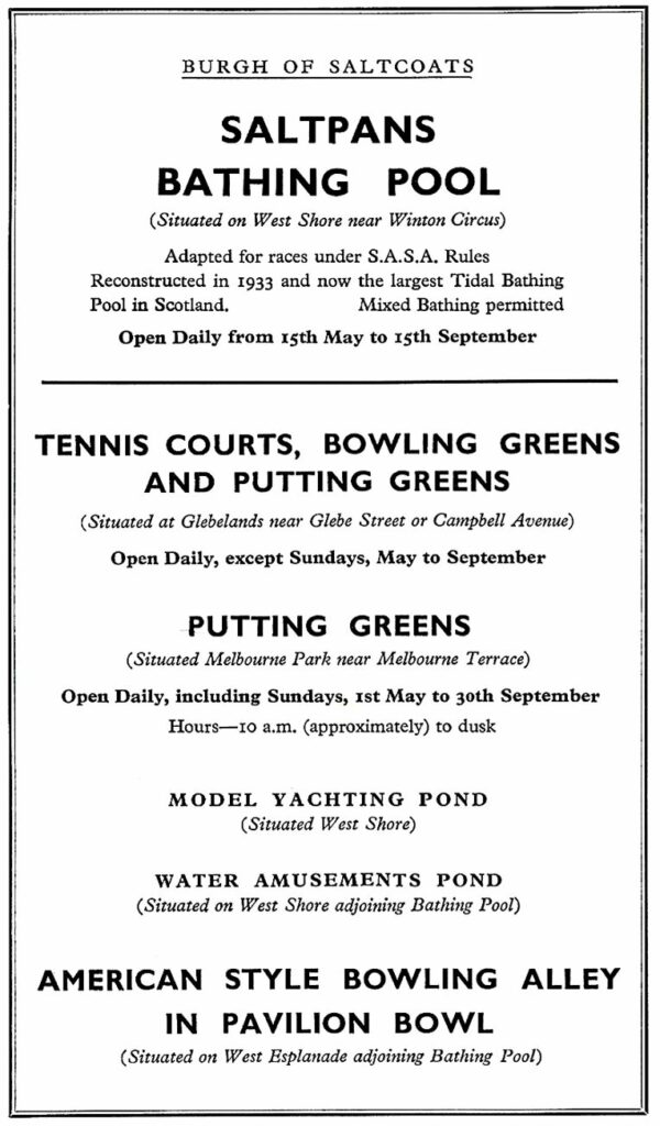 A 1961 advert for the bathing pool and other nearby attractions.