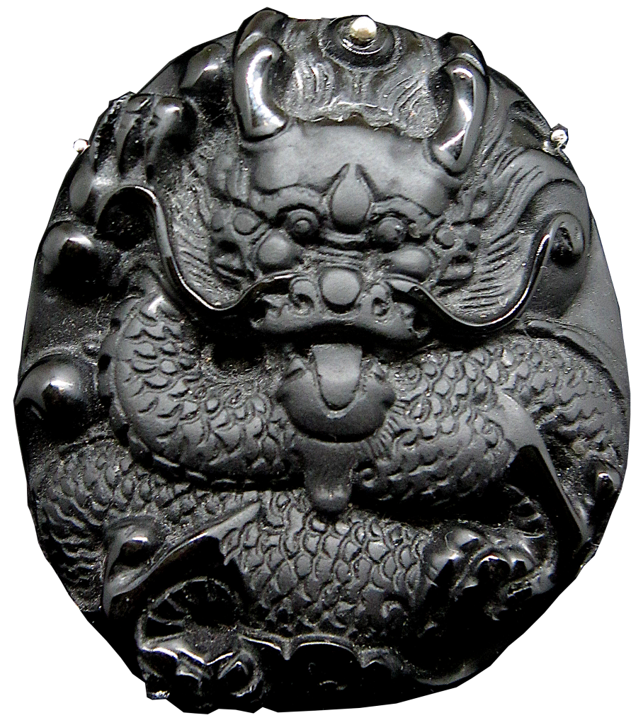 Carved Obsidian Dragon Pendant