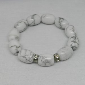 Howlite with diamante crystal band bracelet
