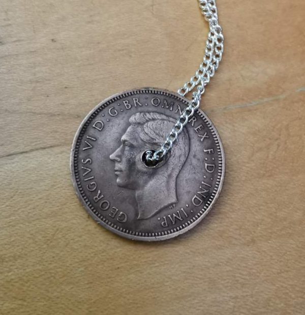 1944 half penny coin pendant