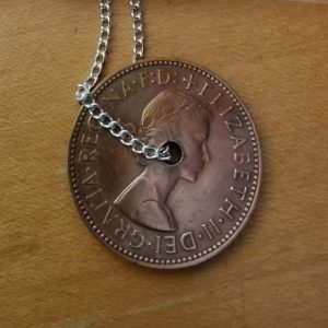 1959 half penny coin pendant