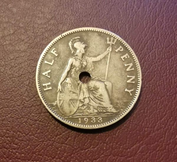 1933 half penny coin