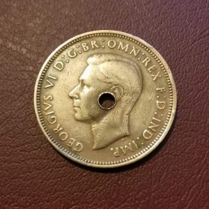 1943 half penny coin pendant