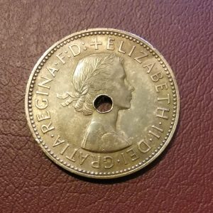 1957 half penny coin