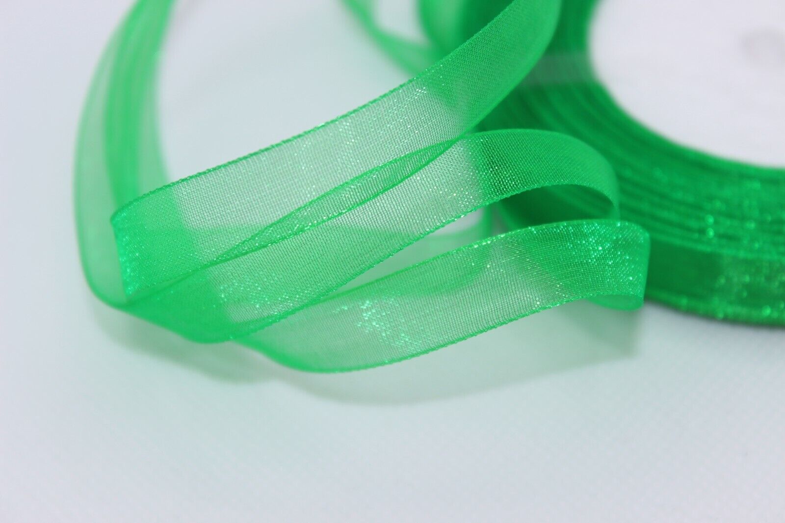 50yds - ORGANZA RIBBON, WOVEN EDGE Various Sheer Colours. - 10mm, - 45.72m/roll - Image 6