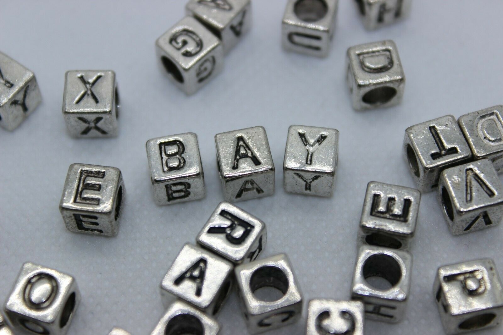 CCB Beads, Alphabet Cube, Antique Silver, 6x6.5x6.5mm, Hole: 3mm; 50