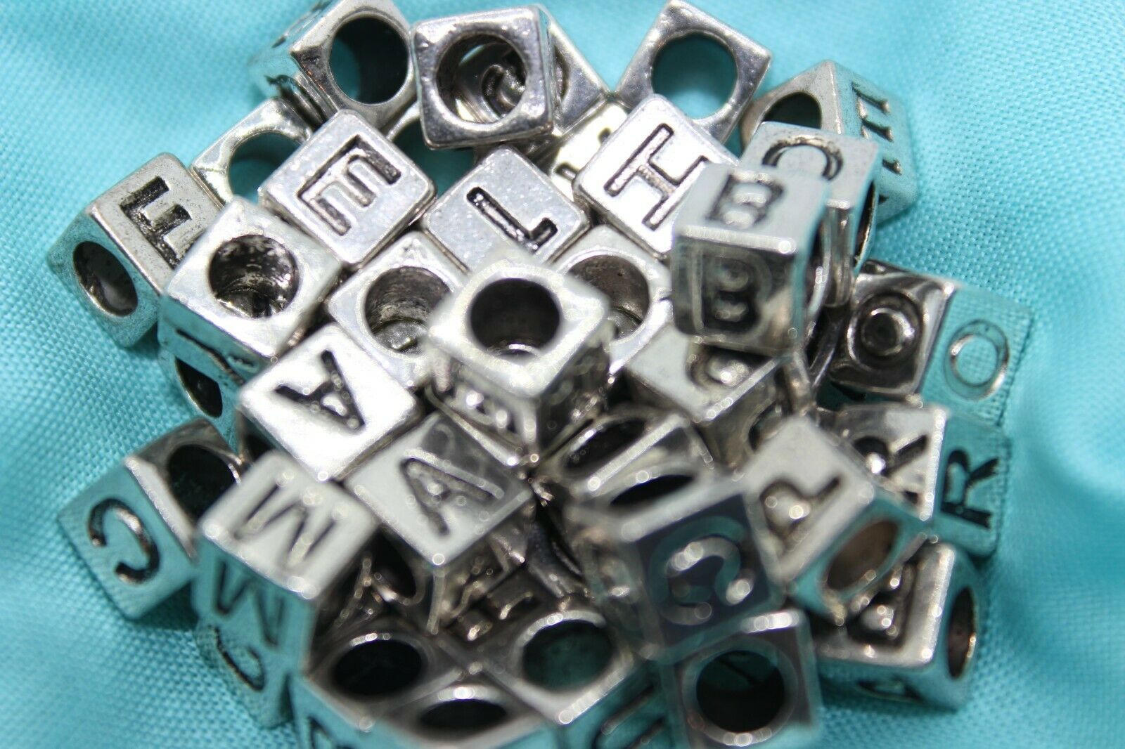 CCB Beads, Alphabet Cube, Antique Silver, 6x6.5x6.5mm, Hole: 3mm; 50 - Image 3