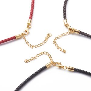 Braided Waxed Polyester Cord Necklaces Making, with 304 Stainless Steel Lobster Claw Clasps, Golden, Mixed Colours