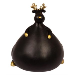 114325 Elg sittende funny sort m/gull h:9cm