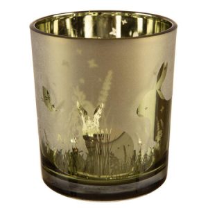 Lysglass kanin klar/frostet gr&oslash;nn 9x10cm