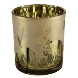 Lysglass kanin klar/frostet gr&oslash;nn 7x8cm
