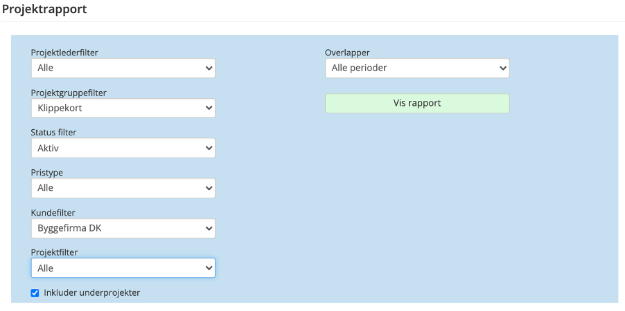 viser projektrapporten