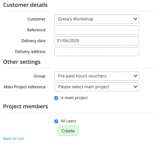 Shows how to fill out customer details for a pre-paid hour voucher