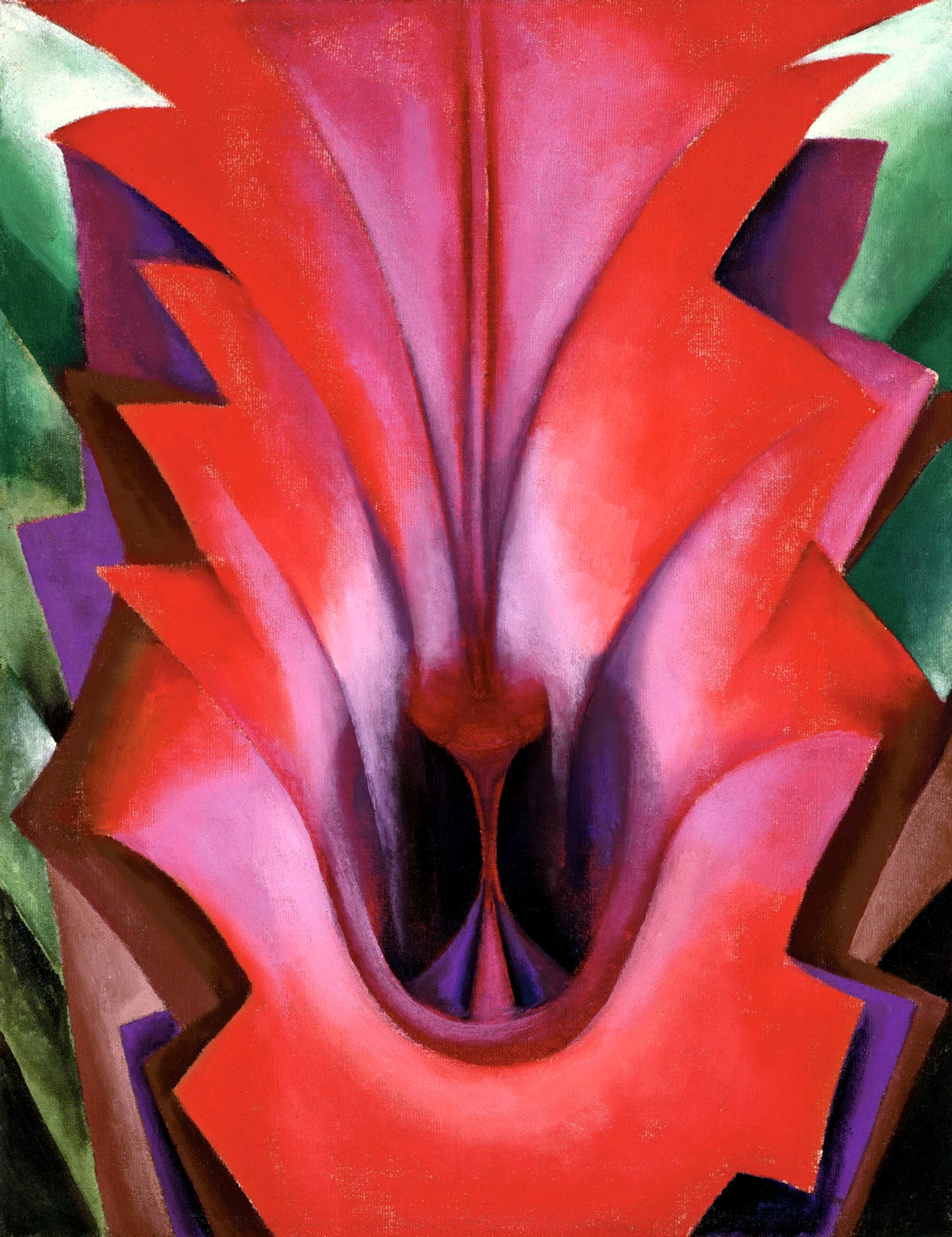 Georgia O'Keeffe painting "Inside Red Canna", painted 1919