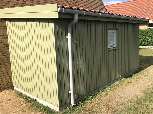 Bygning af skur for kunde i Roskilde. Udført af tømrer Elmdam