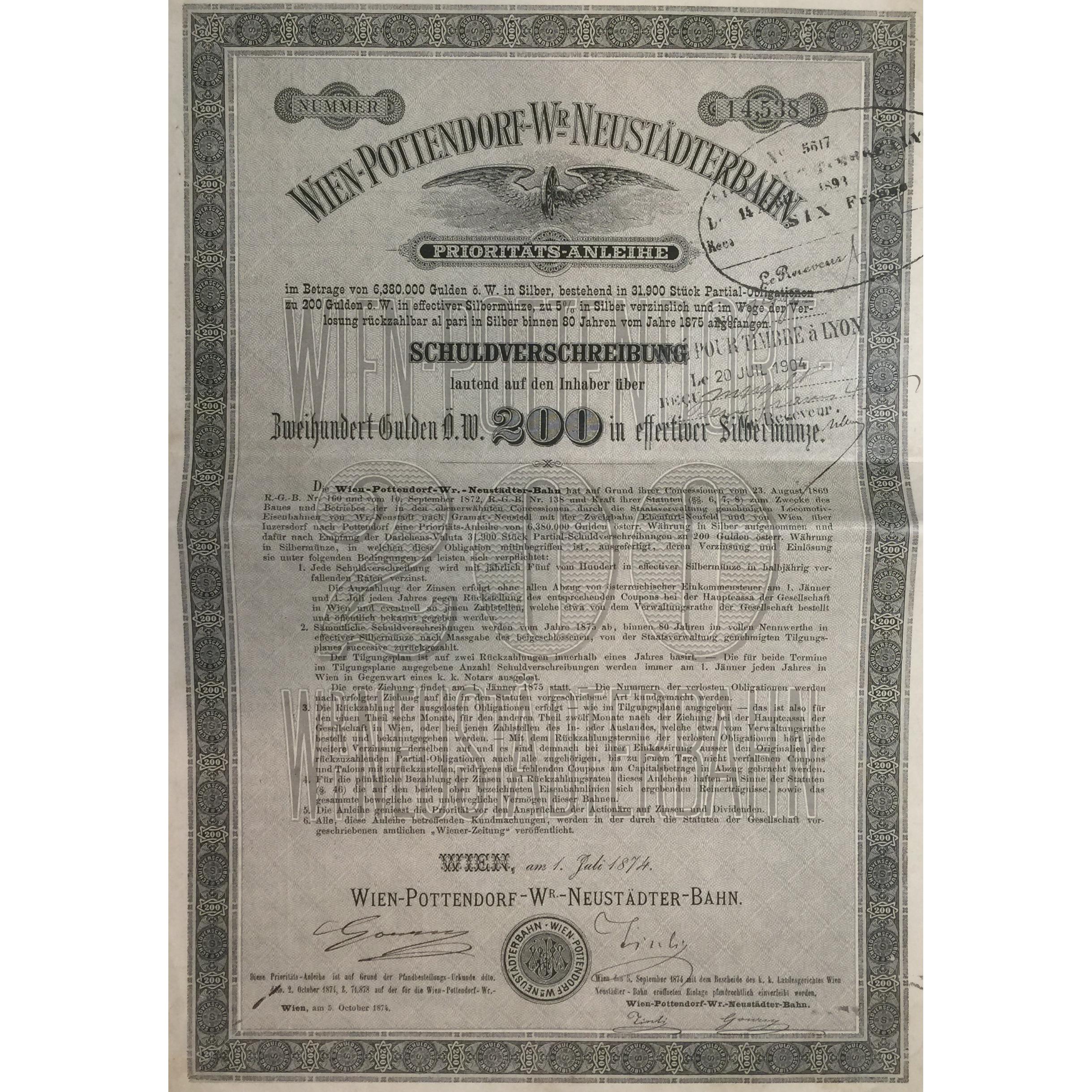 AUTRICHE AUSTRIA WIEN 1889 OBLIGATION Obligation 