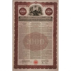 1911 Federal Government of United States of Brazil 4% – 500 Francs Gold  Bond – Tokens-Girl Numismatics & Historical Stocks and Bonds