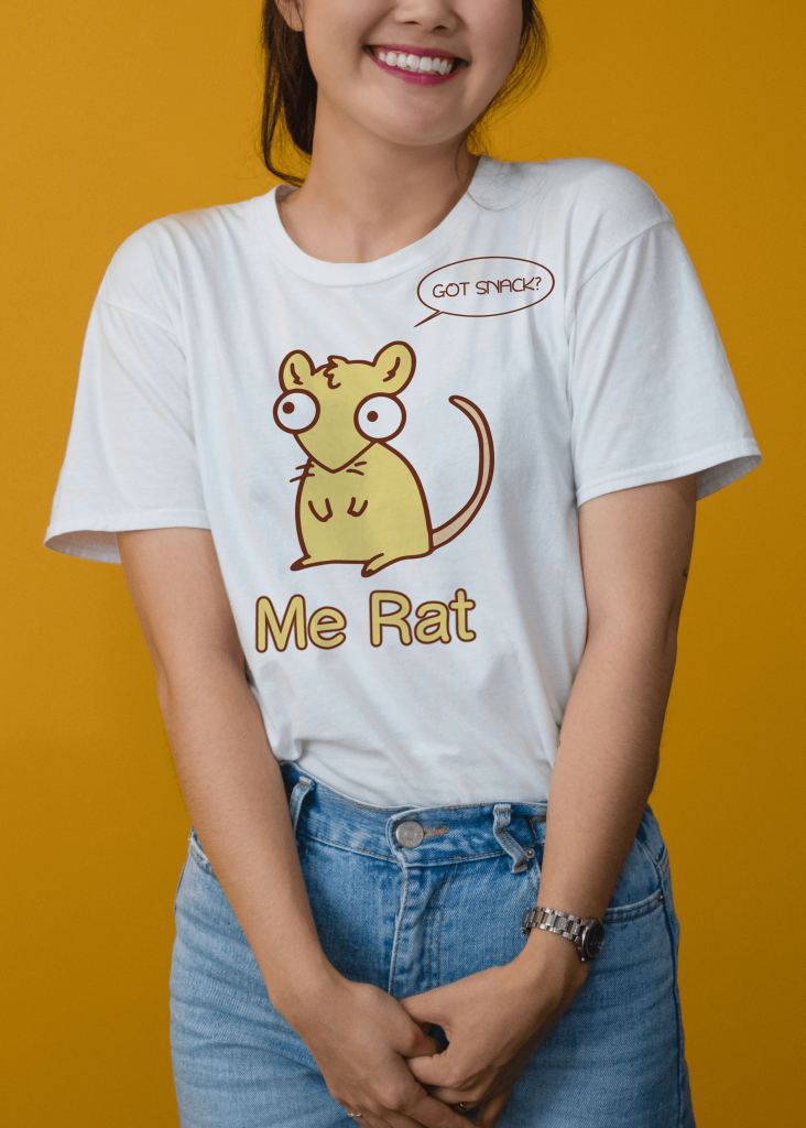 mock-up of me-rat tshirt design