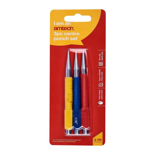 AM-TECH 3PC COLOUR GRIP CENTRE PUNCH SET