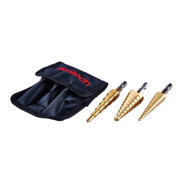 Amtech 3pc HIGH SPEED STEEL STEP DRILL SET