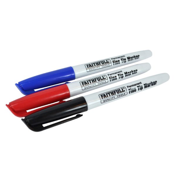 Faithfull Fibre Tip Marker Pen Mixed (Pack of 3)