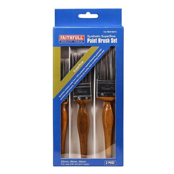 Faithfull Superflow Synthetic Paint Brush (3 Piece Set