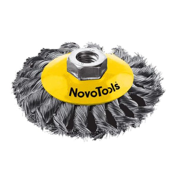 Novo Tools 100mm Twisted Knot Wire Bevel Brush NTBWBB10014ST