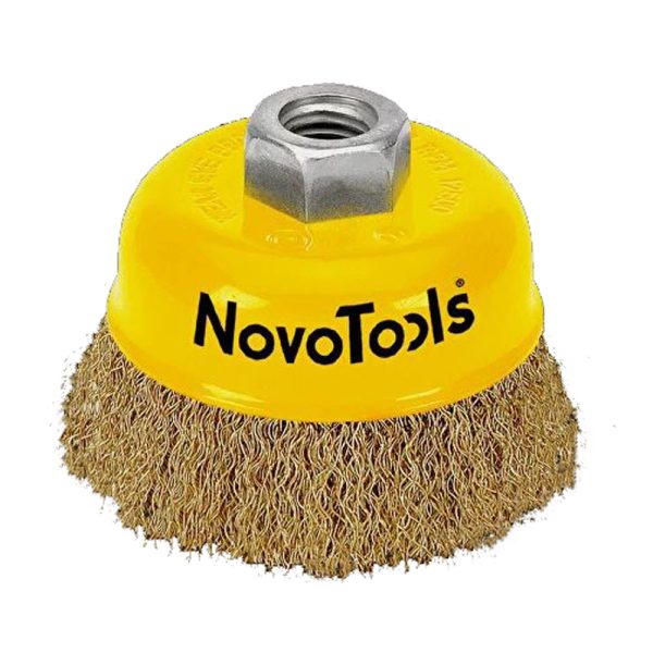 Novo Tools 85mm Cup Brush Crimped Brass NTWB8514BC