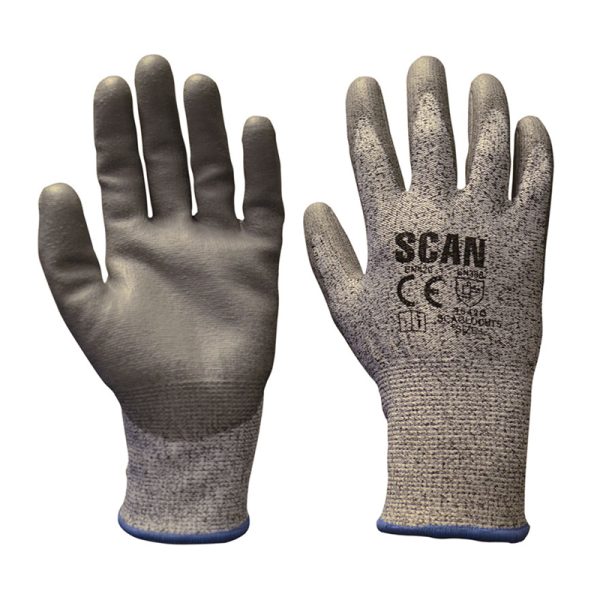 Scan Grey PU Coated Cut 5 Gloves XL (Size 10)