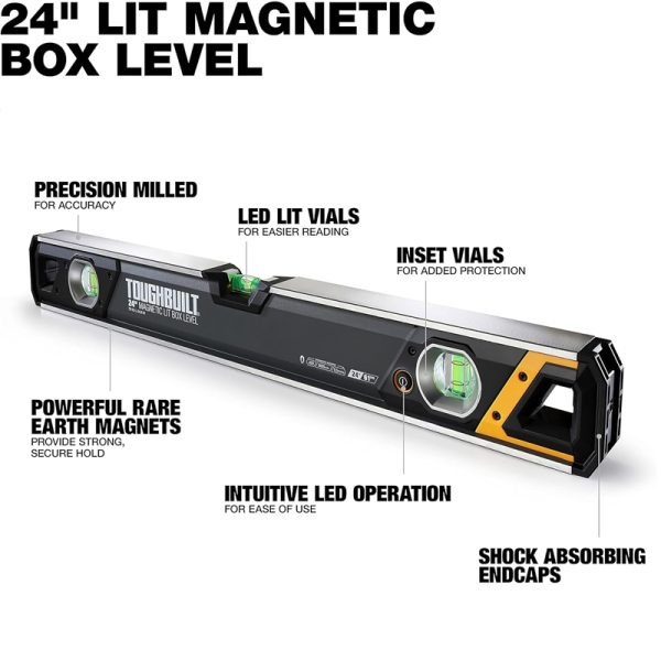 ToughBuilt Lighted 230mm Magnetic Box Level