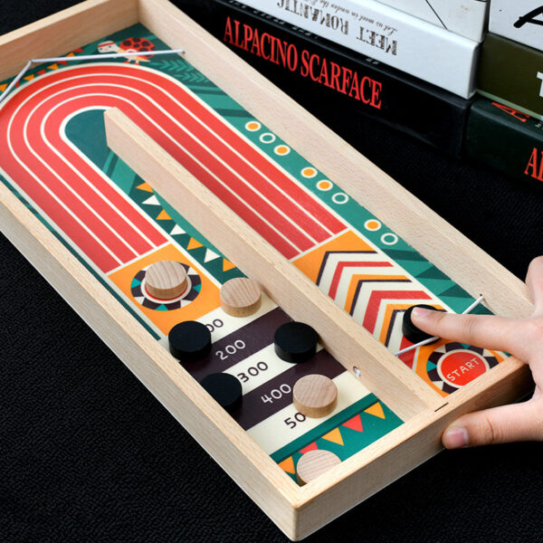 Wooden toy bouncing pinball board game