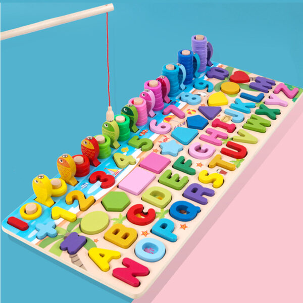 6-in-1 Logarithmic Board Children Fishing Toy Puzzle - Image 2