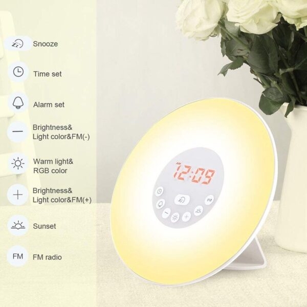Touch Sensor Digital Alarm Clock Sunrise Sunset Simulator LED Lighting_2