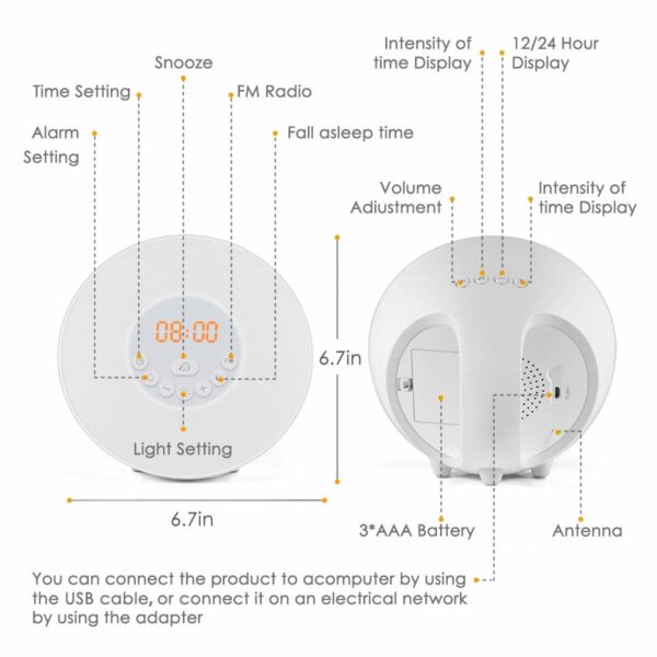 Touch Sensor Digital Alarm Clock Sunrise Sunset Simulator LED Lighting_8