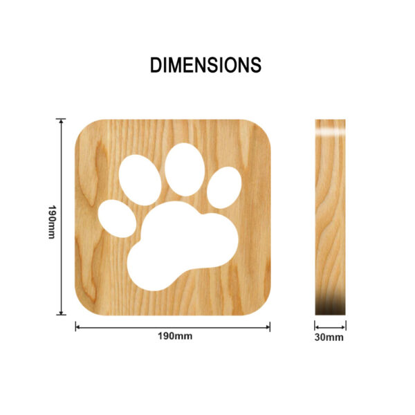 USB Plugged-in Wooden Dag Paw Print LED Night Decorative Lamp_7