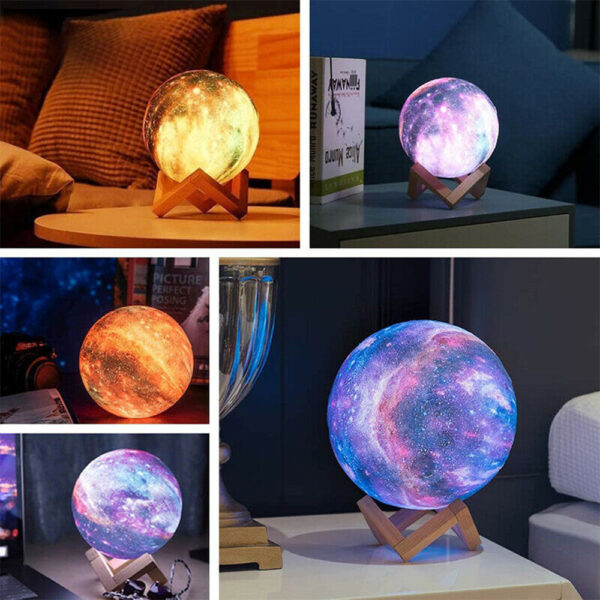 3D Printed Moon Galaxy Star Night Lamp and Room Décor- USB Charging_2