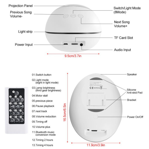 3-in-1 Galaxy Star Night Light with White Noise- USB Powered_2