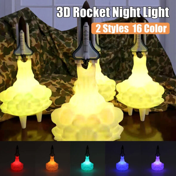 3D Printed Various Colors LED Rocket Kid's Room Night Lamp- USB Power Supply_3