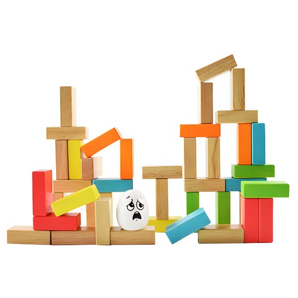 Colorful Educational Custom Stacking Board Math Games Wooden Tumbling Tower Domino Blocks Set