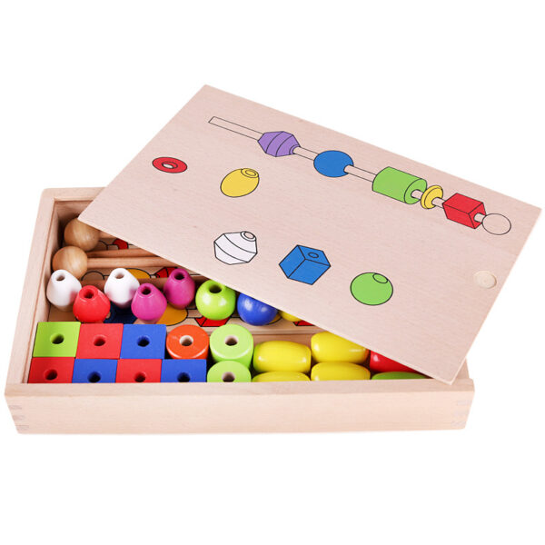 Montessori Early Learning Toys Kids Wooden Educational Beaded Box Children Enlightenment Manipulation Toys - Image 3