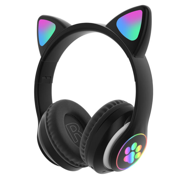 Flashing Light BT Wireless Cat Ear Headset with Mic- USB Charging_0